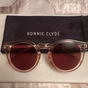 Bonnie Clyde Round Sunglasses with Pink Lenses